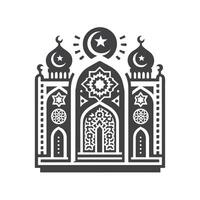 Icon elements for an Islamic theme, with a luxury style, monochrome, flat, black and white vector