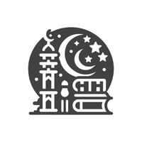 Icon elements for an Islamic theme, with a luxury style, monochrome, flat, black and white vector