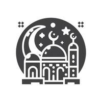 Icon elements for an Islamic theme, with a luxury style, monochrome, flat, black and white vector