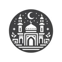 Icon elements for an Islamic theme, with a luxury style, monochrome, flat, black and white vector