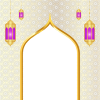 gyllene islamic ram med lykta ramadan kareem arabicum gräns flygblad affisch png