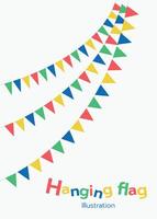 Triangular string hanging flags, decorative colorful party pennants for birthday celebration, festival decoration. vector