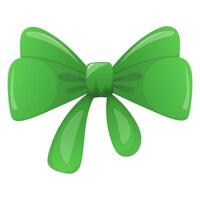 Green cartoon gift bow. Bowknot  isolated on white vector