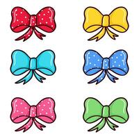 Hand drawn color doodle bow with ribbon clip art vector