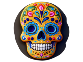 AI generated Mexican sugar skull, cinco de mayo, dia de los muertos, day of the dead, isolated on transparent background png