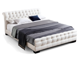 ai gerado Duplo cama, rei Tamanho de madeira cama, luxo divã, isolado em transparente fundo, quarto mobília png