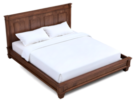 AI generated Double bed, king size wooden bed, luxury divan, isolated on transparent background, bedroom furniture png