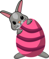 Grey Easter bunny rabbits and easter pink eggs png