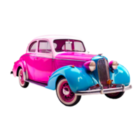 AI generated Pink And Blue Old Car png