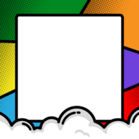 a colorful comic background with a clouds png