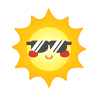 Sol com oculos de sol em transparente fundo png