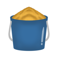 a blue bucket with sand in it png