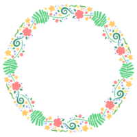 cirkel kader met bloemen en bladeren png