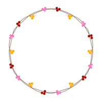 en cirkel ram med blommor och löv png