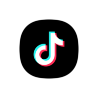 aplicación icono estilo Tik Tok logo con grueso blanco frontera en un transparente antecedentes png