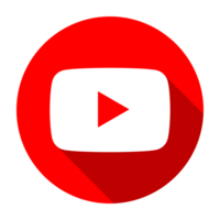 rouge cercle bordé Youtube logo avec longue ombre sur transparent Contexte png