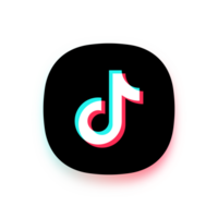 aplicación icono estilo Tik Tok logo con grueso blanco frontera y sombra en un transparente antecedentes png