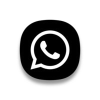 App icona stile nero e bianca WhatsApp logo con di spessore bianca confine e ombra su un' trasparente sfondo png