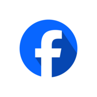 Round Blue Facebook Logo With White Thick Border And Long Shadow On A Transparent Background png