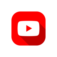 Rounded Square Red And White Youtube Logo With Thick White Border And Long Shadow On A Transparent Background png