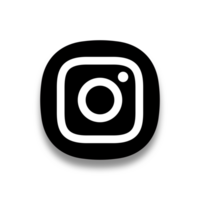 instagram schwarz und Weiß Logo im App Stil mit dick Weiß Rand und Schatten png