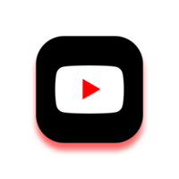 Rounded Square Red And Black Color Youtube Logo With Thick White Border And Shadow On A Transparent Background png