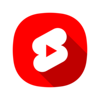 Youtube Shorts Logo, Red And White With Long Shadow On A Transparent Background, Png Icon