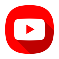 Red And White Youtube Logo App Style Button With Long Shadow Transparent Background, Png