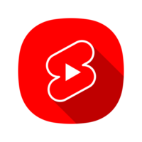 Youtube Shorts Logo, Red And White Outline With Long Shadow On A Transparent Background, Png Icon