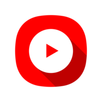 App Style Red And White Play Button With Long Shadow On Transparent Background png