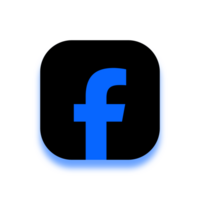 runden Platz schwarz und Blau Facebook Logo mit dick Weiß Rand und Schatten auf ein transparent Hintergrund png