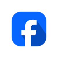 ronde plein blauw en wit facebook logo met dik wit grens en lang schaduw Aan een transparant achtergrond png