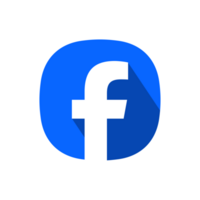 App Stil Blau Facebook Logo mit Weiß dick Rand und lange Schatten auf ein transparent Hintergrund png