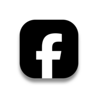 runden Platz schwarz und Weiß Facebook Logo mit dick Weiß Rand und Schatten auf ein transparent Hintergrund png