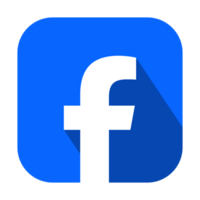 cuadrado azul Facebook logo con largo sombra en un transparente antecedentes png