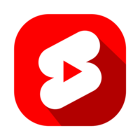 Youtube short logo sur carré avec longue ombre sur une transparent Contexte png