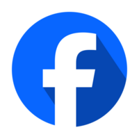 rond cercle bleu Facebook logo avec longue ombre sur une transparent Contexte png