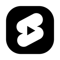 White Youtube Shorts Logo On Black Square With A Transparent Background png