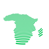 creativo cerchio carta geografica di Africa. politico carta geografica. spirale impronta digitale serie 3d, prospettiva, png, trasparente sfondo png