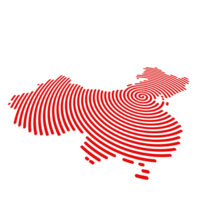 astratto carta geografica di Cina nel un' cerchio spirale modello con un' capitale di pechino. 3d, prospettiva, png, trasparente sfondo png