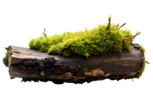 AI generated moss on the log isolated on transparent background png
