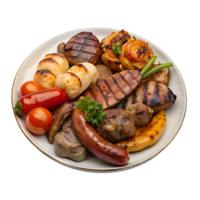 AI generated Mixed grill on plate isolated on transparent background png