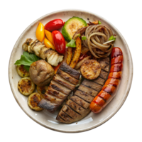 AI generated Mixed grill on plate isolated on transparent background png