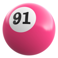 91 número 3d bola Rosa png