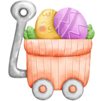 Cute two egg in rickshaw Watercolor clips art png