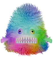 3D monster fluffy colorful blue pink png