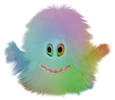 3D monster fluffy colofrul blue green png