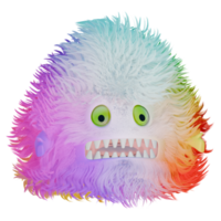 3D monster fluffy colorful pink blue png