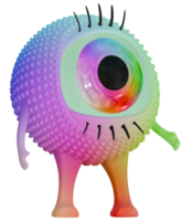 3D monster one eyed colorful green purple png