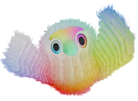 3d monster fågel fluffig färgrik grön blå png